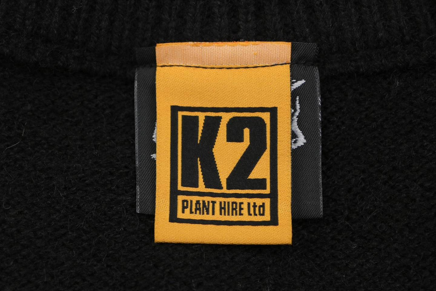Saint Michael x KLF Intarsia Logo Distressed Wool Sweater Pocket