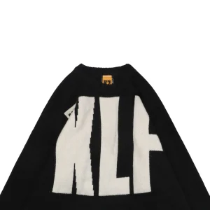 Saint Michael x KLF Intarsia Logo Distressed Wool Sweater