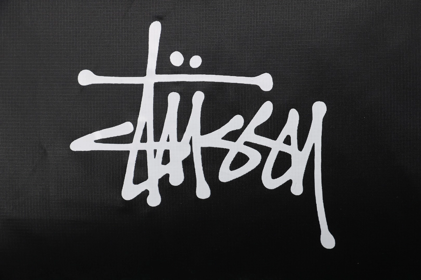 Stussy Classic Logo Hooded Down Jacket – Black/Pink Brand Print