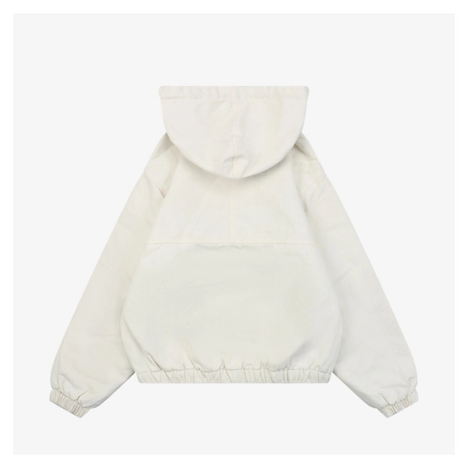 Stussy Embroidered Logo Hooded Cotton Jacket White Back view