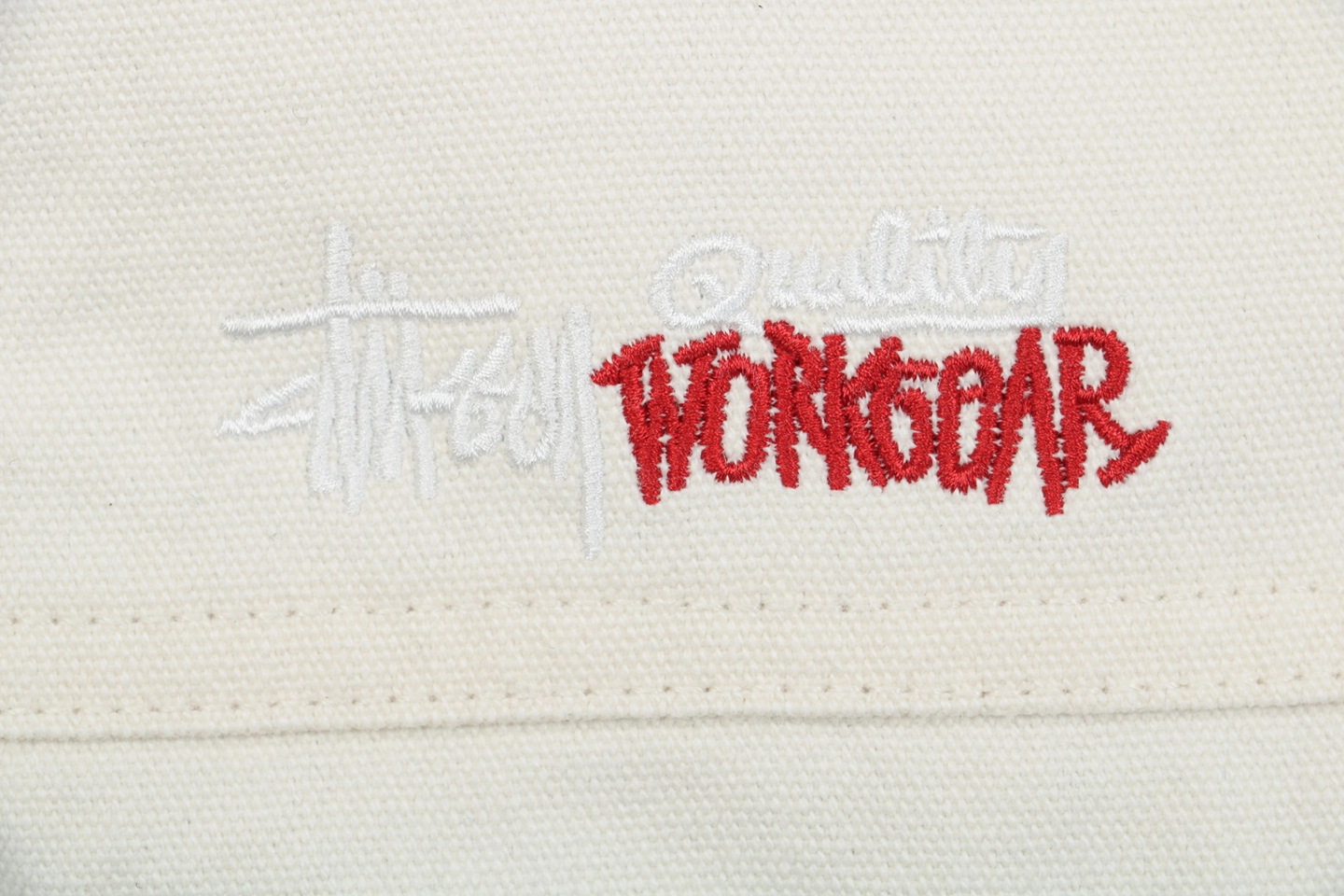 Stussy Embroidered Logo Hooded Cotton Jacket White Brand