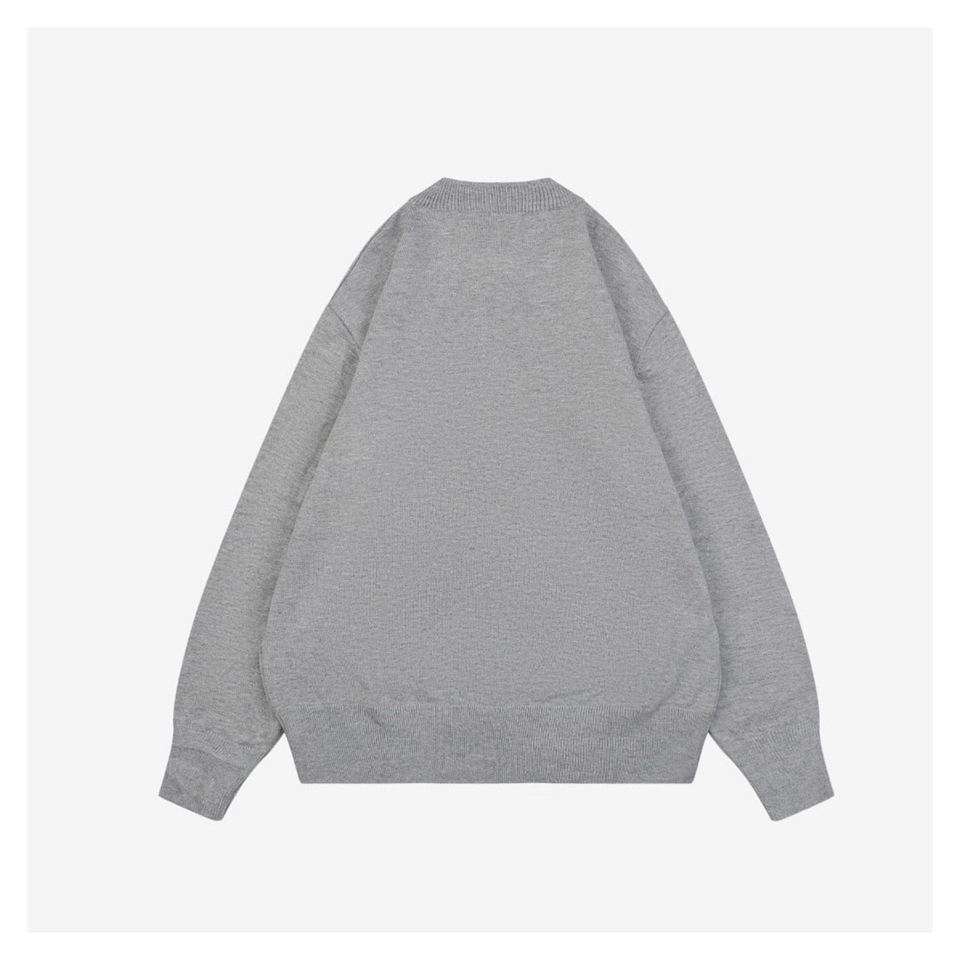 We11done Pearl W Logo Cotton Cardigan Grey Back view