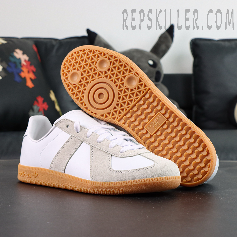 Adidas BW Army “White Chalk” outsole view showing classic traction pattern