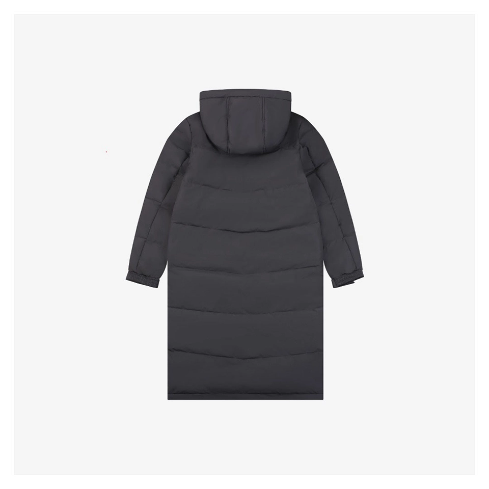 Adidas Three-Stripes Hooded Long Down Jacket Grey Back view