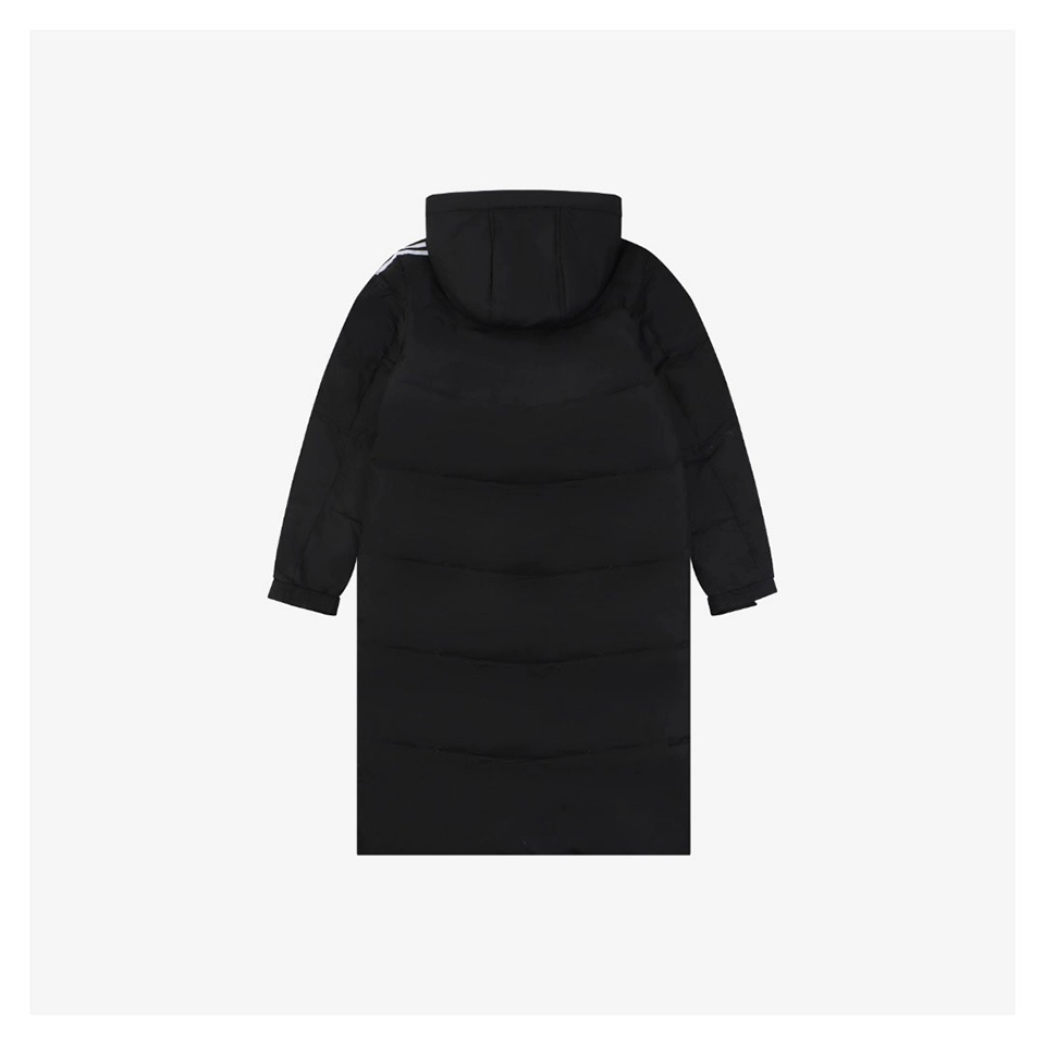 Adidas Three-Stripes Hooded Long Down Jacket Black Back view