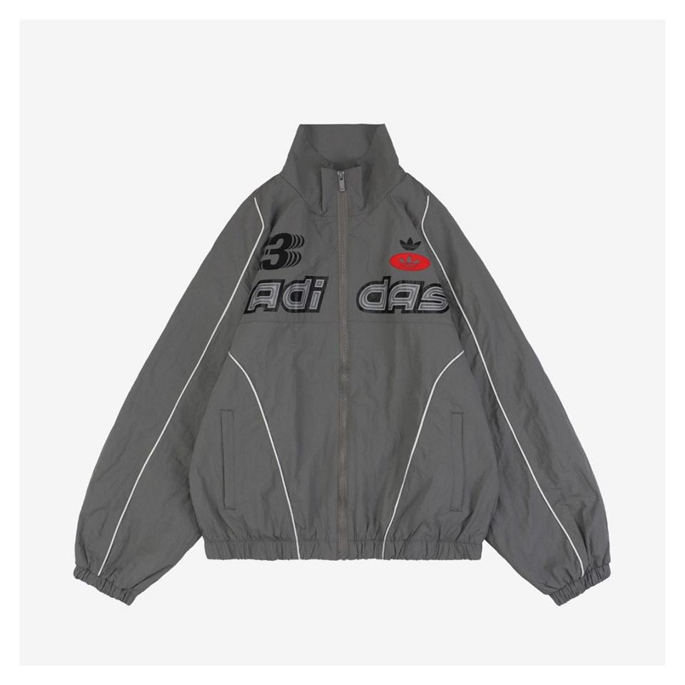 Adidas Valentine’s Day Trefoil Reflective Track Jacket Grey Front view