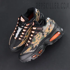 Top view of Nike Air Max 95 OG Orange Camo sneakers