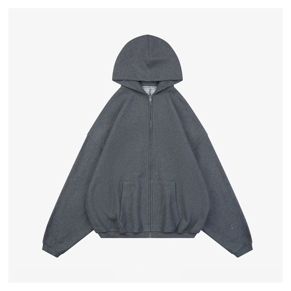Alexander Wang Oversized Grey Hooded Jacket Front view