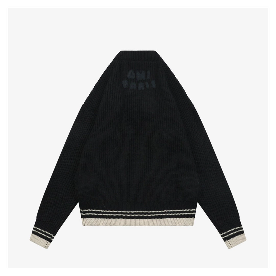 Ami Heart Color-Block Knit Cardigan Back view