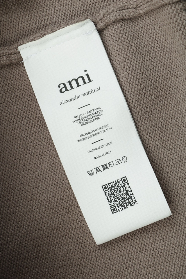 Ami Playful Letter Embroidered Knit Cardigan Wash label