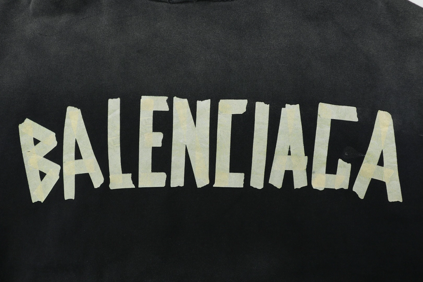 Balenciaga Yellow Tape Print Oversized Hoodie Front Print