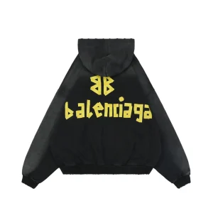Balenciaga Yellow Tape Print Oversized Hoodie Back view
