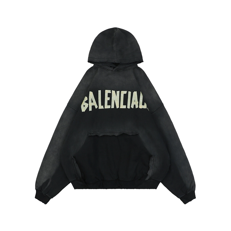 Balenciaga Yellow Tape Print Oversized Hoodie Front view