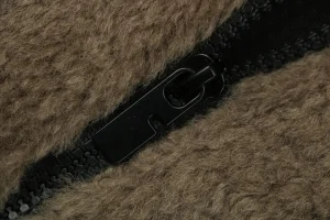 Burberry Black Label Shearling Zip-Up Jacket Brown Zipper puller