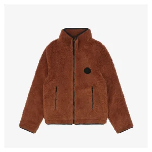 Burberry Black Label Shearling Zip-Up Jacket Khaki Front view