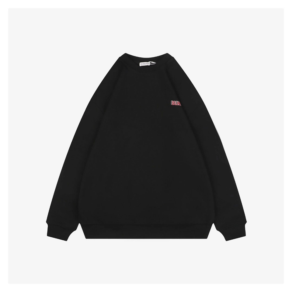 Burberry Overlapping Knight Print Crewneck Sweatshirt Black Front view