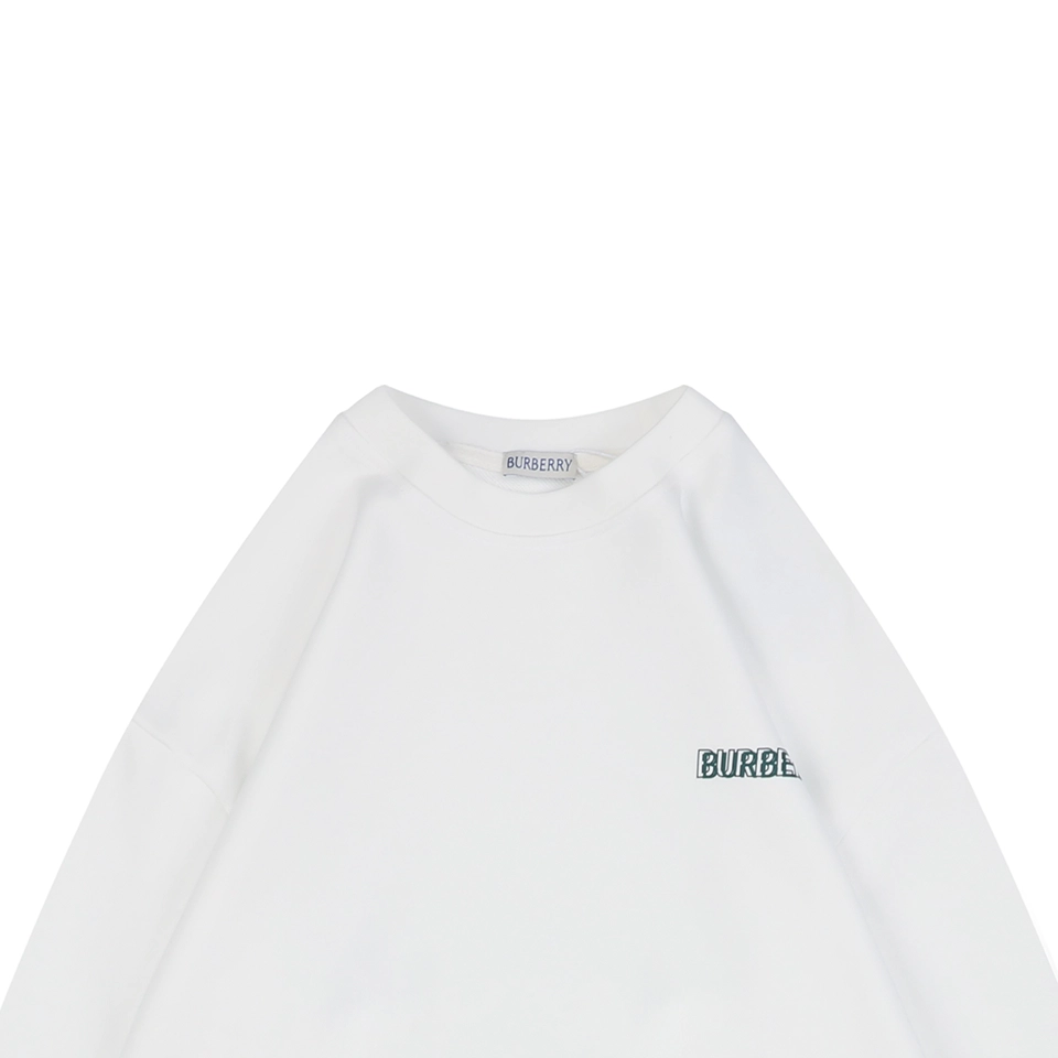 Burberry Overlapping Knight Print Crewneck Sweatshirt White