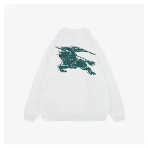 Burberry Overlapping Knight Print Crewneck Sweatshirt White Back view