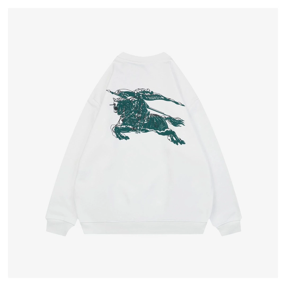 Burberry Overlapping Knight Print Crewneck Sweatshirt White Back view