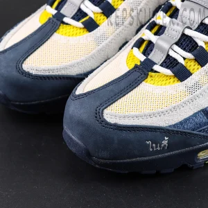 Eric Koston x Nike SB x Air Max 95 “Obsidian Speed Yellow” side view with navy suede upper and yellow mesh details