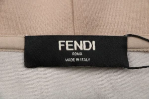 Fendi Graphic Letter Print Hoodie Beige Brand label
