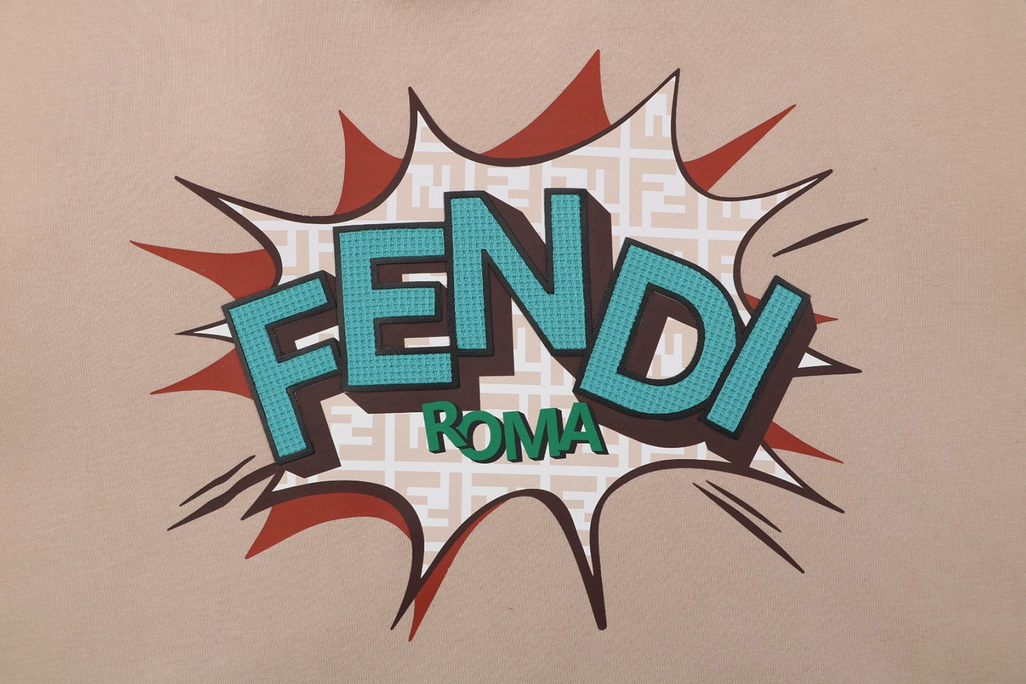 Fendi Graphic Letter Print Hoodie Beige Front view