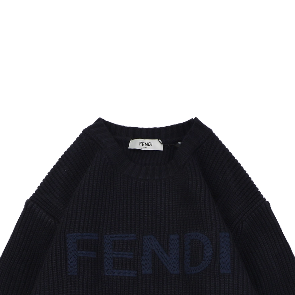 Fendi Logo Crewneck Knit Sweater Black