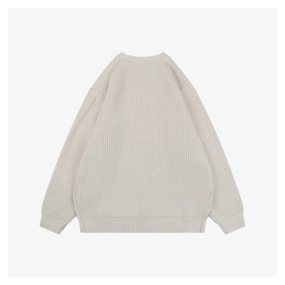 Fendi Logo Crewneck Knit Sweater Beige back view