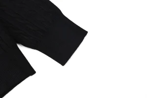 Loewe Cable-Knit Logo Crewneck Sweater Black Cuff
