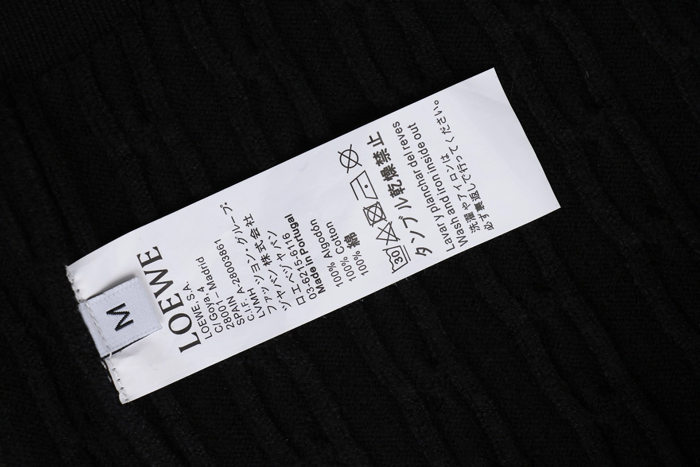 Loewe Cable-Knit Logo Crewneck Sweater Black Wash label