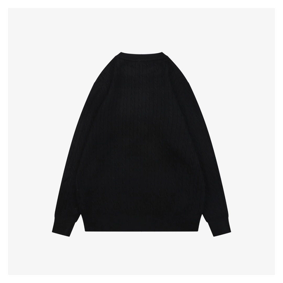 Loewe Cable-Knit Logo Crewneck Sweater Black Back view