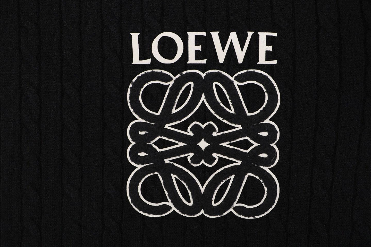 Loewe Cable-Knit Logo Crewneck Sweater Black Brand