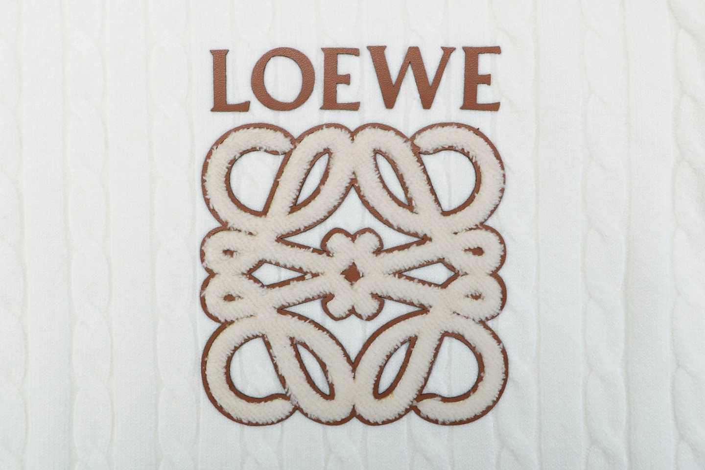 Loewe Cable-Knit Logo Crewneck Sweater White Brand
