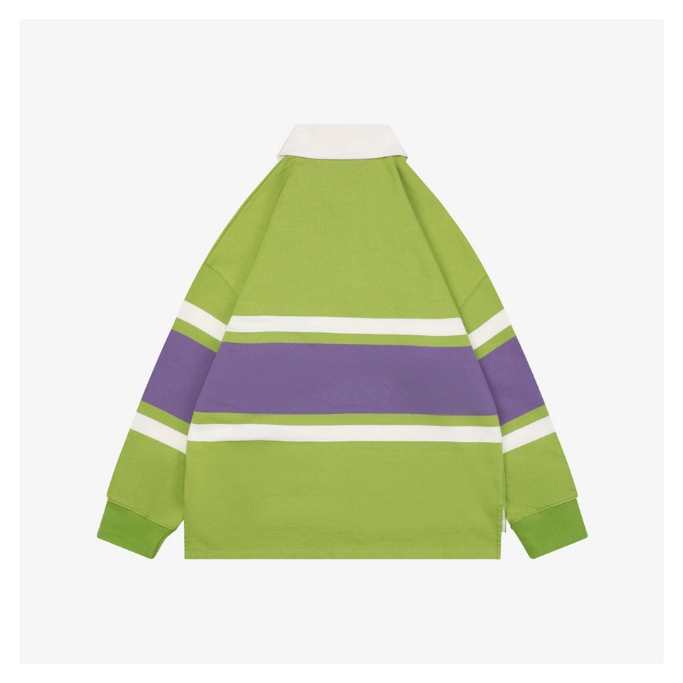 Loewe Color-Block Striped Polo Sweatshirt Green Back view