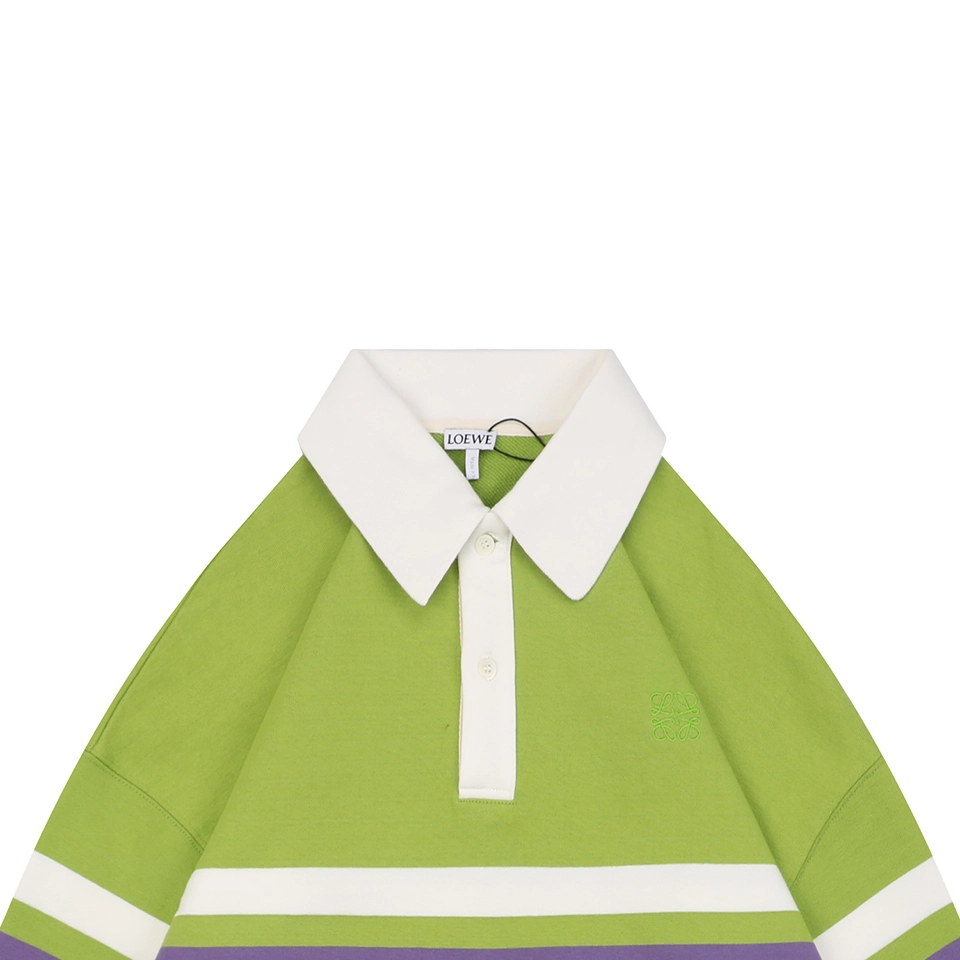 Loewe Color-Block Striped Polo Sweatshirt Green
