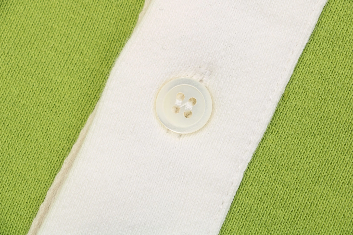 Loewe Color-Block Striped Polo Sweatshirt Green Button