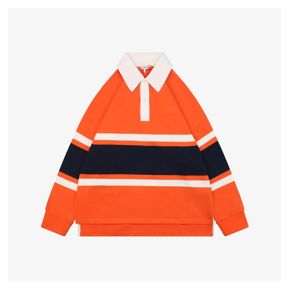 Loewe Color-Block Striped Polo Sweatshirt Orange Front view