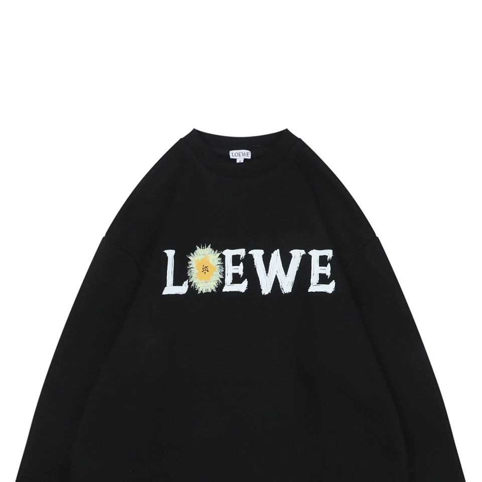Loewe Daisy Logo Printed Crewneck Sweatshirt Black