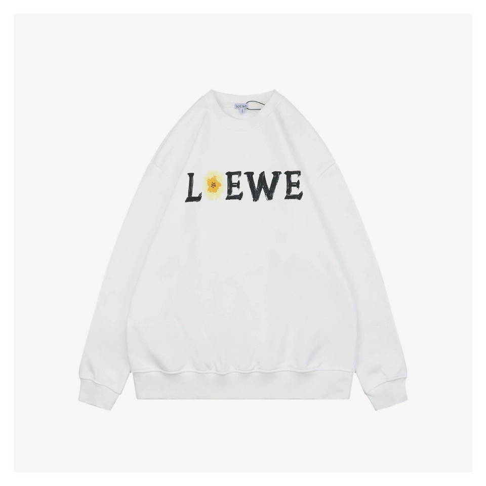 Loewe Daisy Logo Printed Crewneck Sweatshirt White Front view