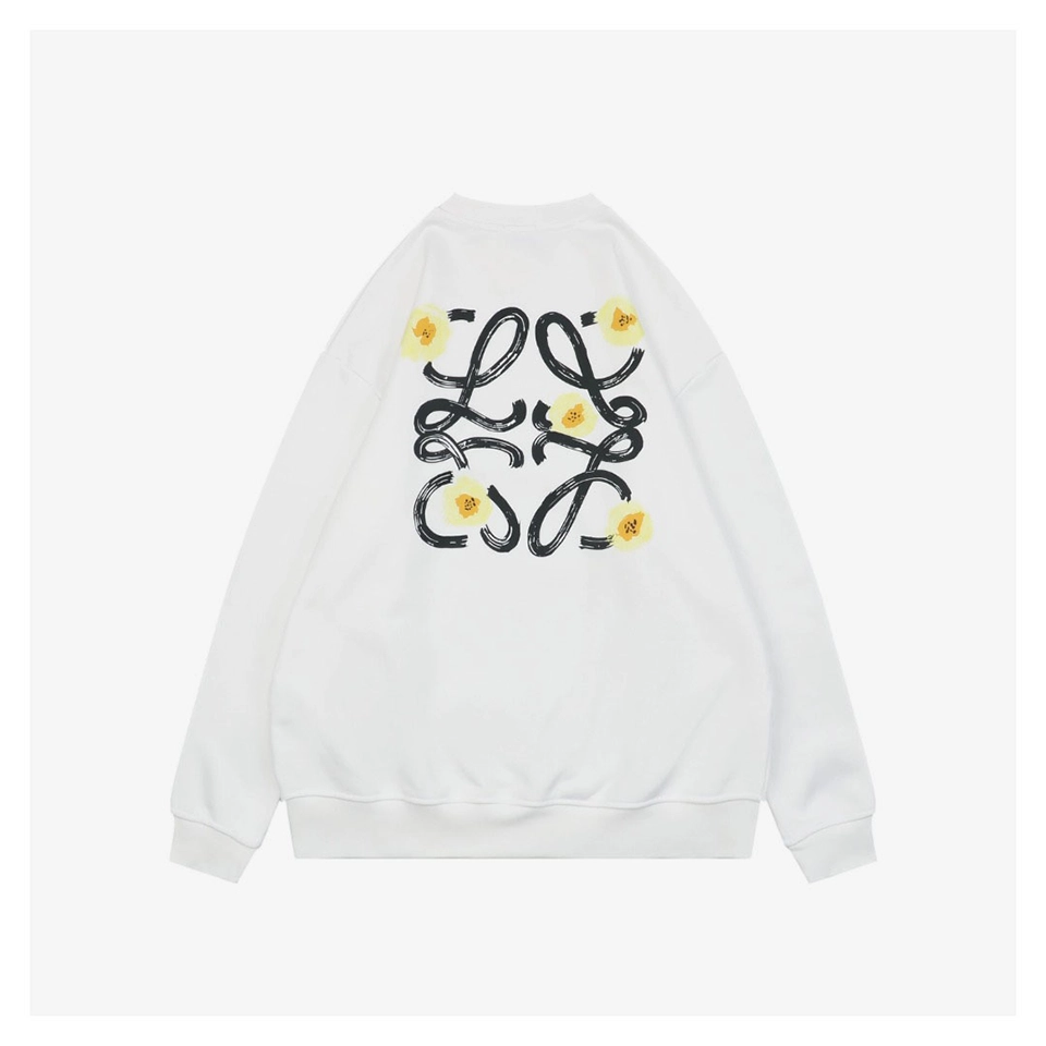 Loewe Daisy Logo Printed Crewneck Sweatshirt White Back Print