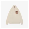 L Faux Pocket Anagram Half-Zip Knit Sweater (Beige/Black)