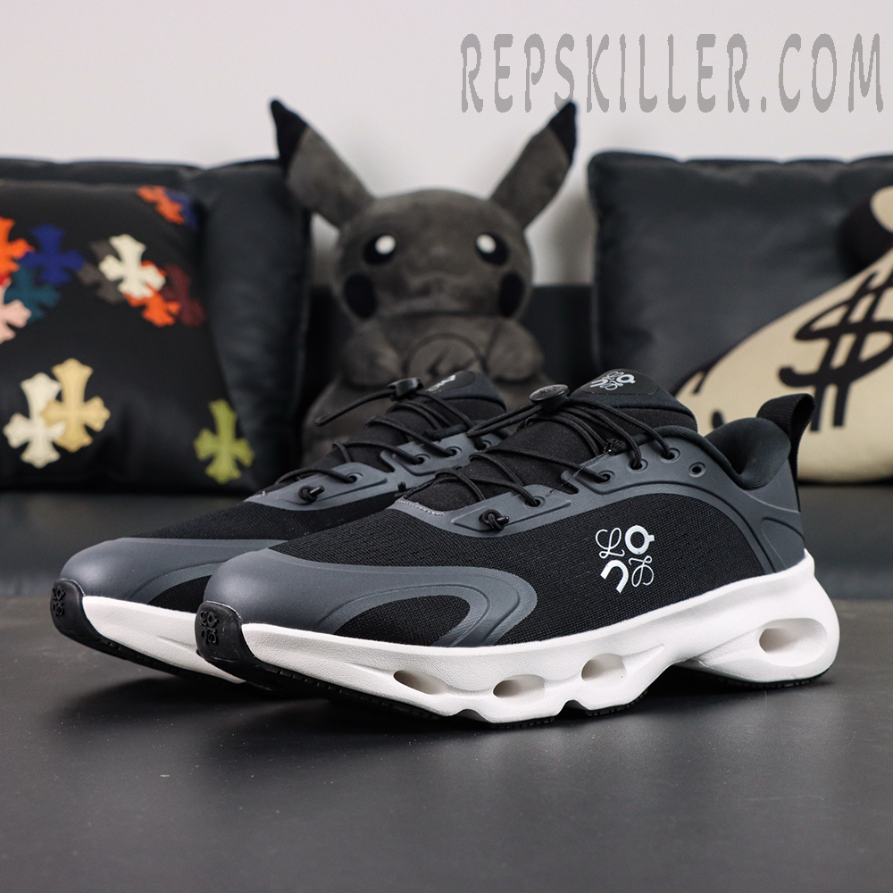 Loewe x ON Cloudsolo Black White sneakers front view