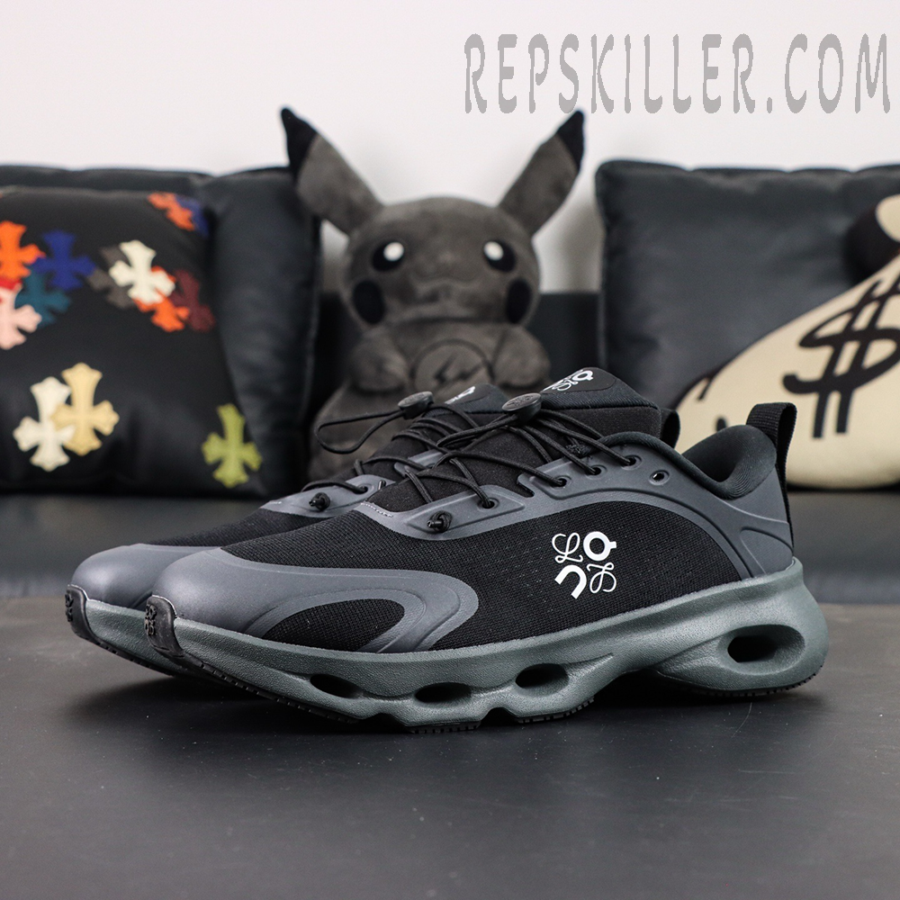 Loewe x On Cloudsolo Black sneakers front view overall