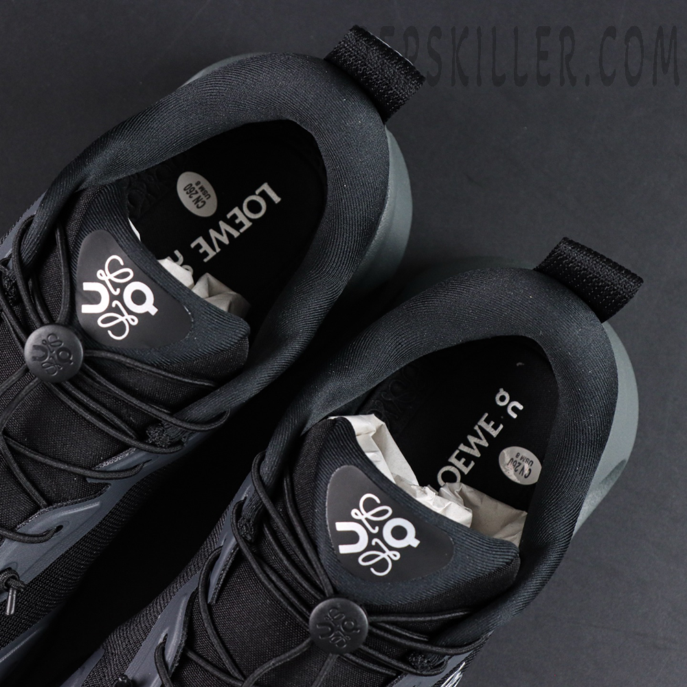 Loewe x On Cloudsolo Black sneakers tongue and inner lining detail