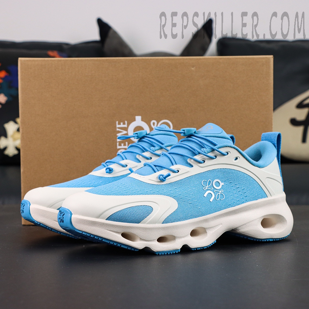 Loewe x ON Cloudsolo Blue White sneakers with shoebox