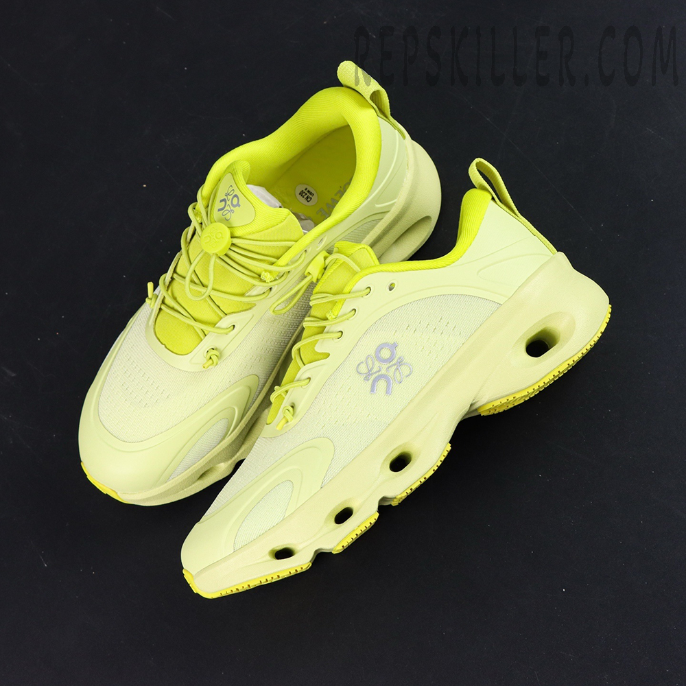 Loewe x ON Cloudsolo Lime Green sneakers, top-down view