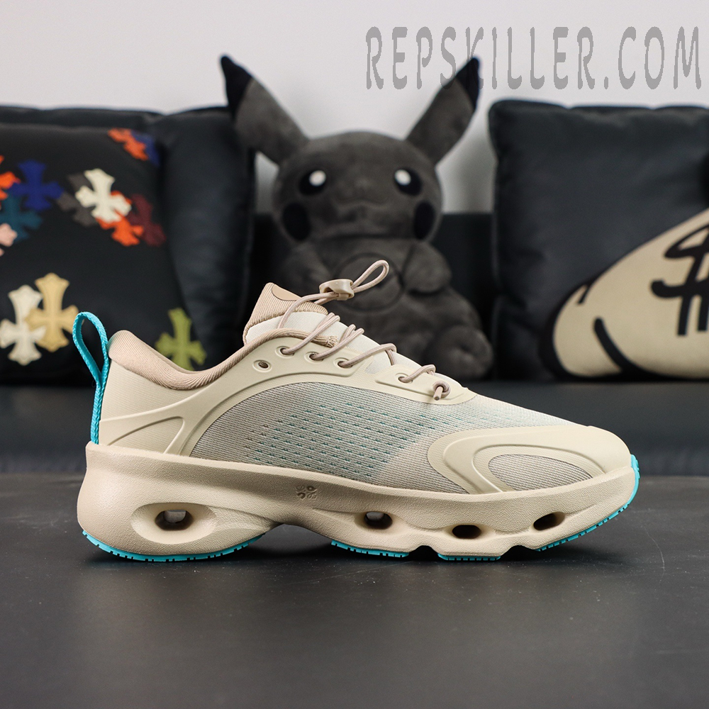 Loewe x ON Cloudsolo Sand Turquoise sneakers, side view