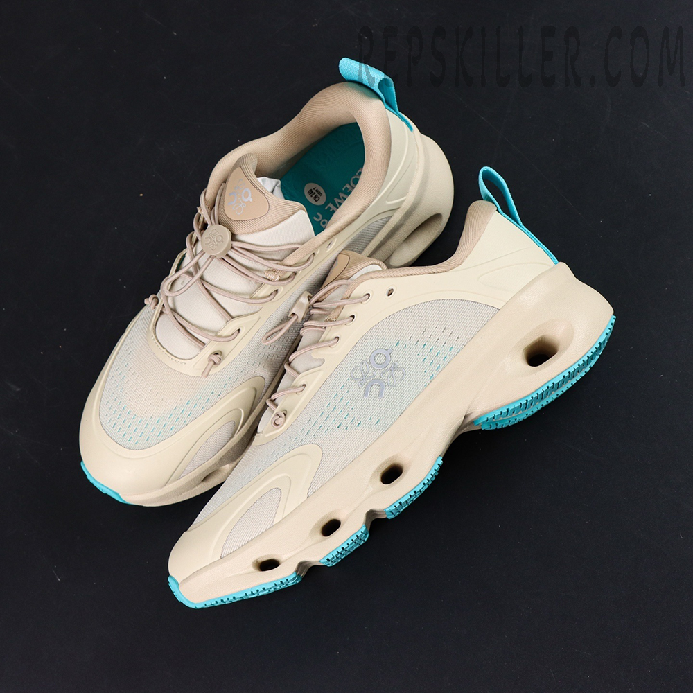 Loewe x ON Cloudsolo Sand Turquoise sneakers, top-down view