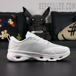Loewe x ON Cloudsolo white sneakers side profile view