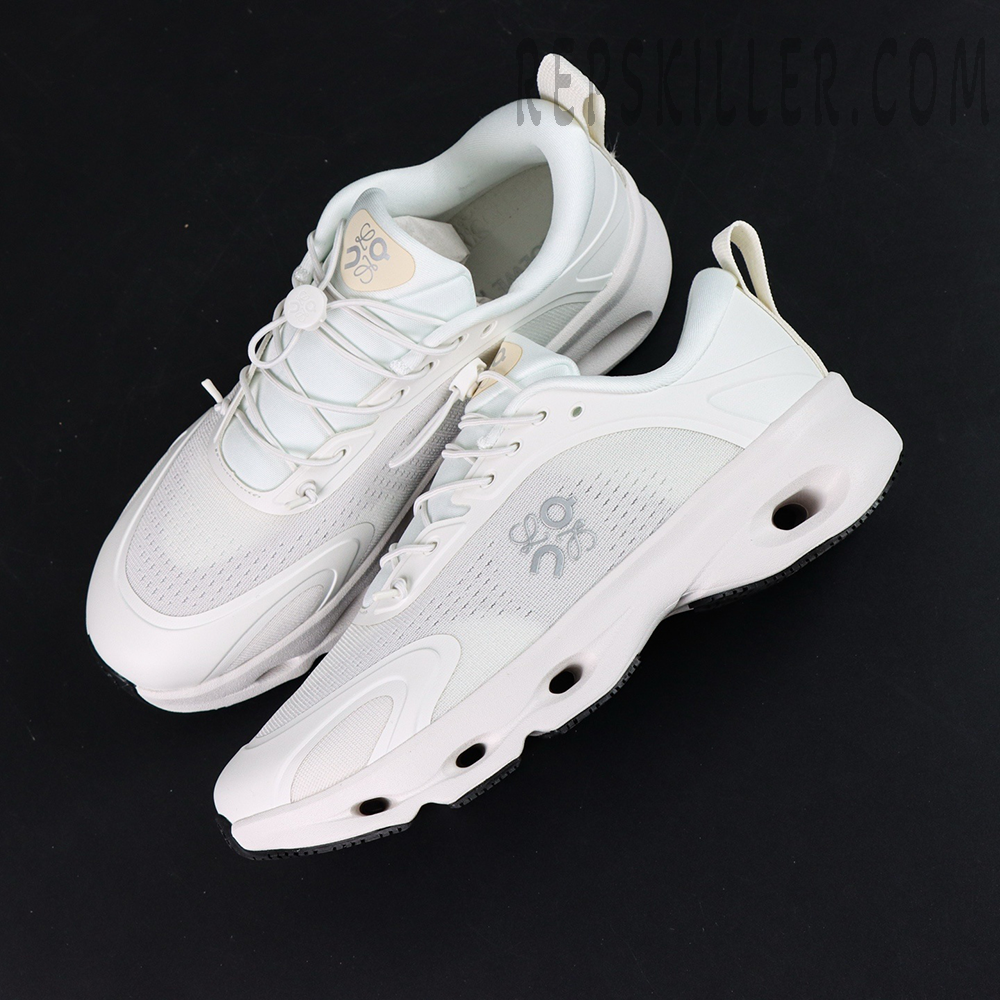 Loewe x ON Cloudsolo white sneakers top-down view